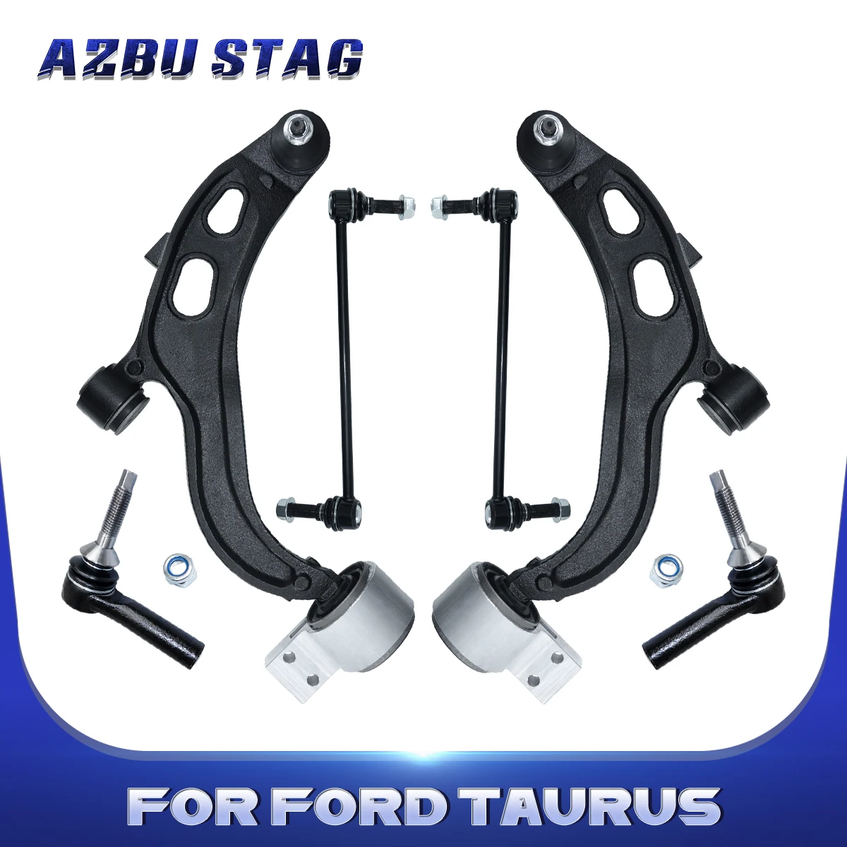 AzbuStag 6Pcs Front Lower Control Arm Sway Bar Link Suspension for FORD TAURUS FLEX LINCOLN MKS MKT AWD FWD 2010 2011 2012