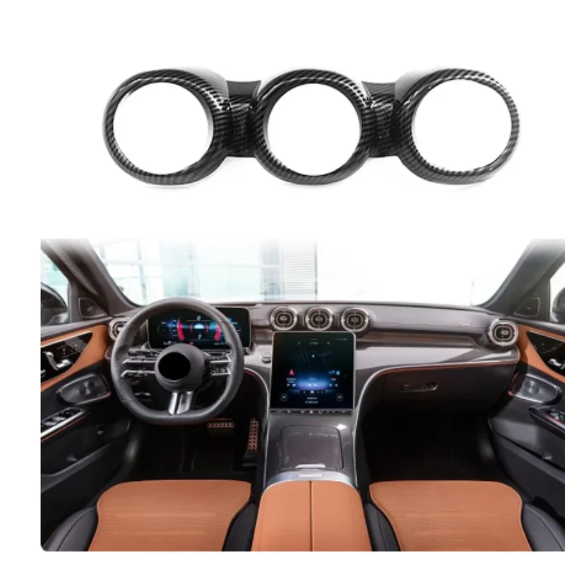 

Carbon Fiber Interior Dashboard Center Console Air Vent A/C Outlet Frame Cover Trim For Benz C-Class2022