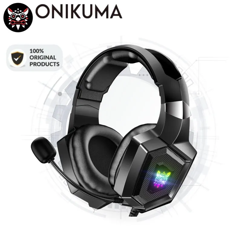 ONIKUMA Wired Stereo Gaming Headphones Com Mic Luzes LED para Gamer Headset