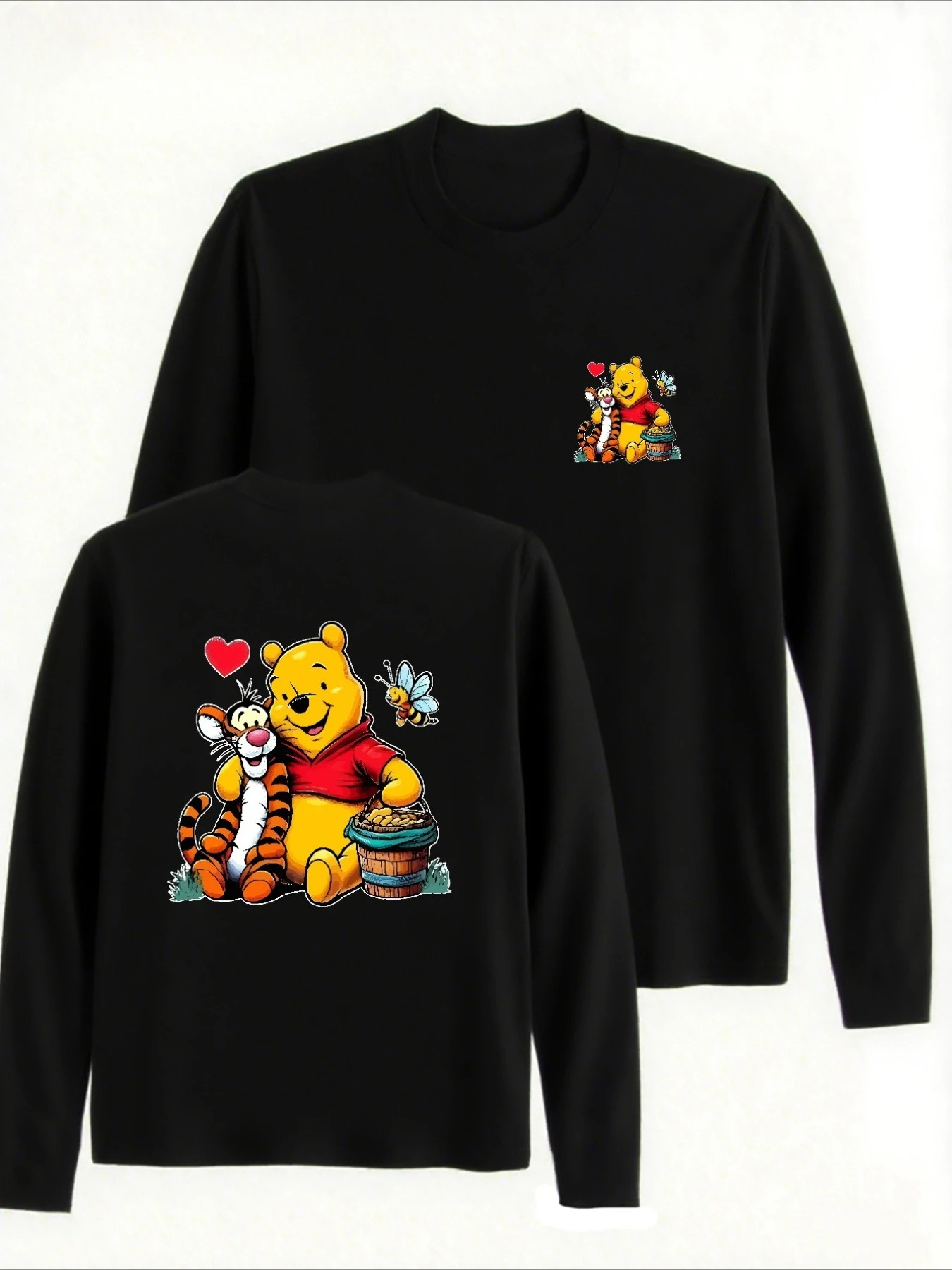 2025 ديزني ويني ذا بوه طباعة البلوز الرجال والنساء جولة الرقبة طويلة الأكمام البلوز الكرتون القمم عارضة الإناث هوديي