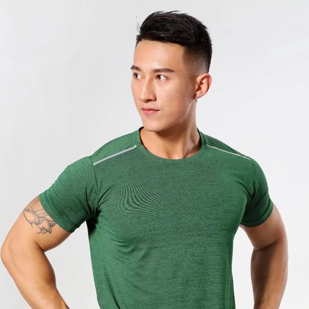 Sport Shirts New Breathable Top Elastic Fitness Summer Quick Dry Mesh Thin Short Sleeves Men Training 2023 Running Tees