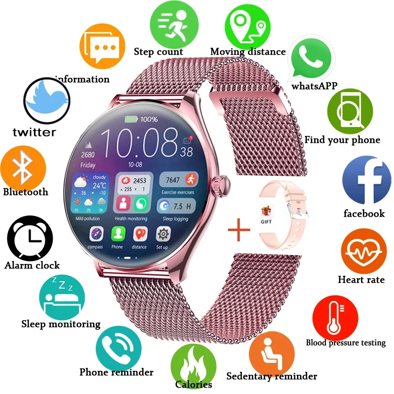 

Новинка 2025 года, женские часы, часы для мониторинга здоровья, водонепроницаемые голосовые помощники, Bluetooth-вызов, умные часы, спортивные часы, праздничные подарки