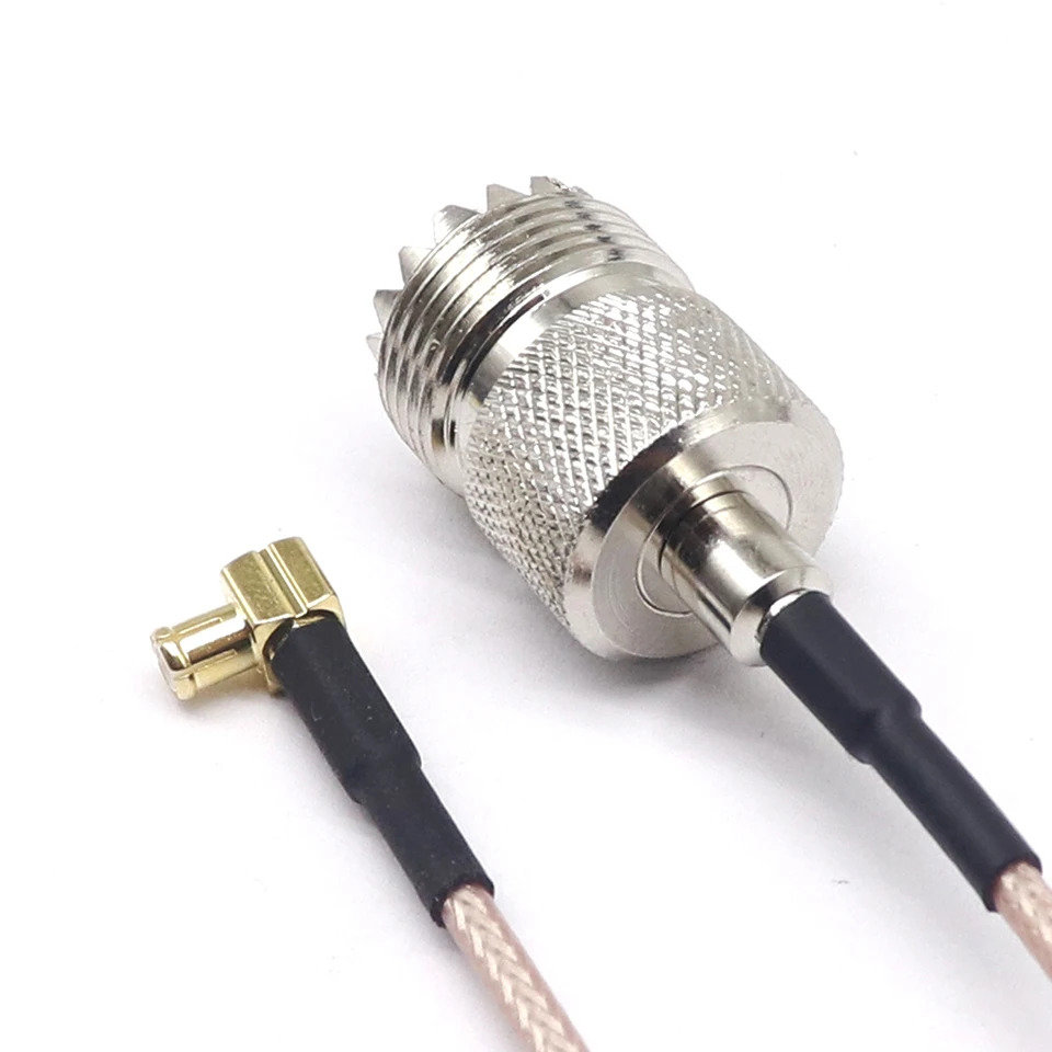 RF cable SO239/SL16/UHF female to MCX male elbow adapter RG316 15cm