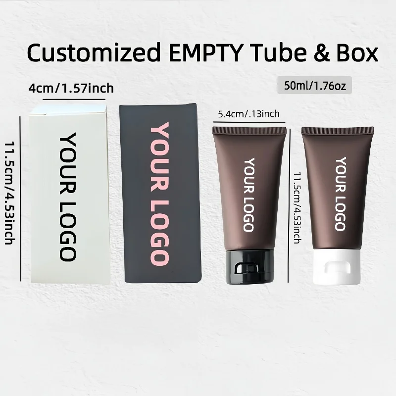 【شعار مخصص】50 قطعة غطاء ثلاثي الألوان مخصص 50 مل متوفر في أنابيب ناعمة بلوري بني أنابيب فارغة مواد تغليف مستحضرات التجميل #3