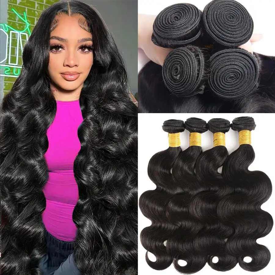 Human Hair Bundles 20 22 24 26 Inch Body Wave 100 Unprocessed Brazilian Virgin Hair 4 Bundles Human Hair Extensions Quick Weave