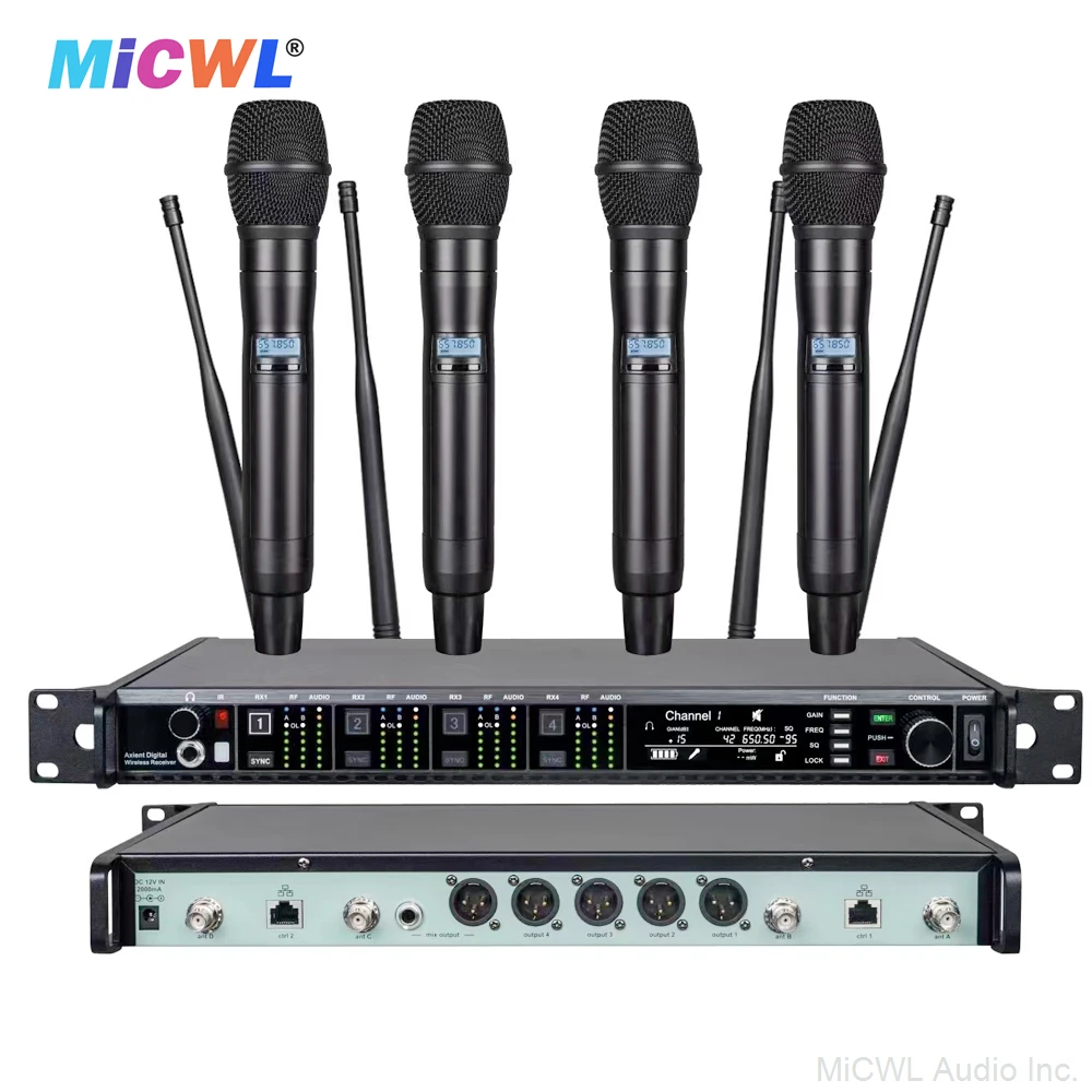 Axiet-micrófono inalámbrico Digital para DJ, sistema Vocal supercardioide 4 K9, 4 canales, KSM9, AD4Q