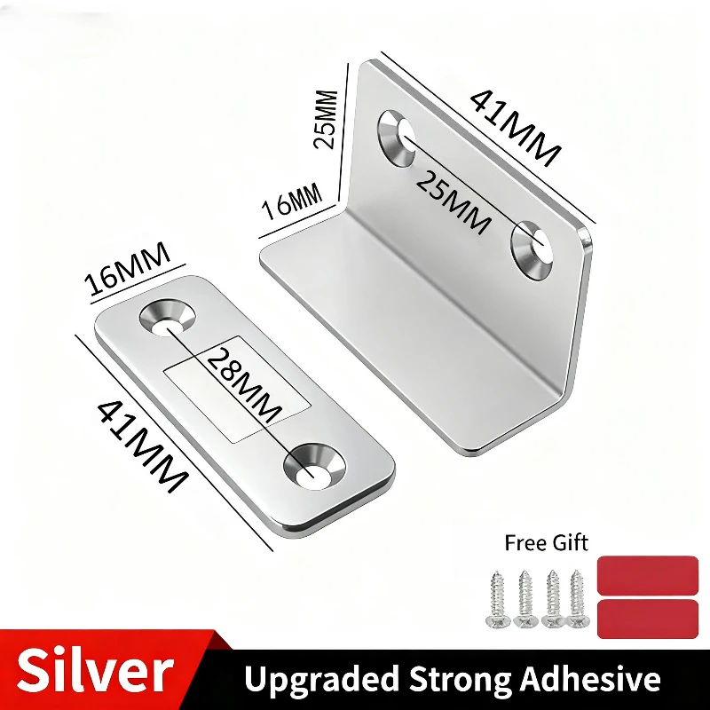 Chiusura magnetica per porta - Forte adesione invisibile, supporto senza trapano, rilascio senza soluzione di continuità - Ideale per armadi, porte scorrevoli