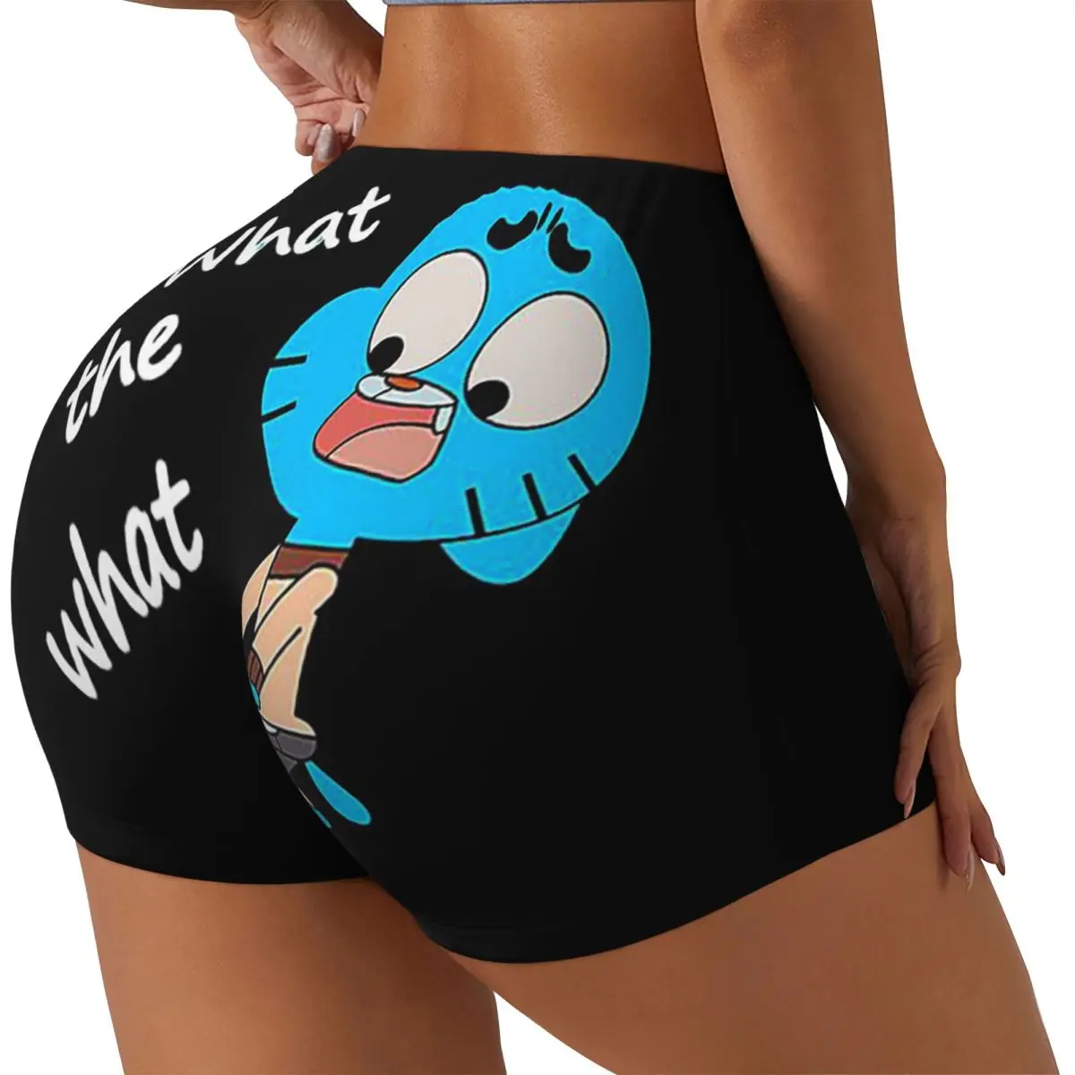 Custom The Amazing World Of Gumball What The What Women Gym Workout Running Shorts Athletic Volleyball Biker Yoga Shorts