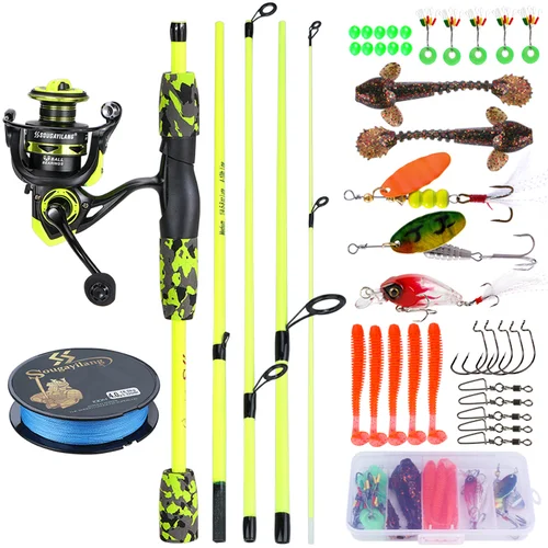 Sougayilang-caña de pescar giratoria, accesorio con señuelo de fibra de carbono, 5 secciones, 1000-3000