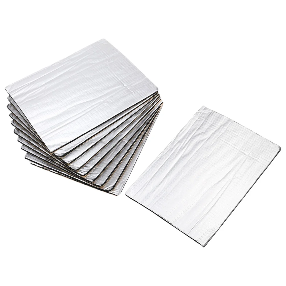 

10 Pcs Car Sound Insulation Mat Hood Dampening Film Aluminum Foil Deadener Heat Auto Silver Proofing