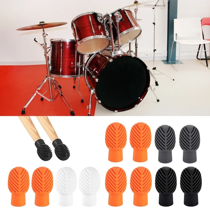 4Pcs Drum Mute Silicone Drumstick Tip Drumstick Dampeners Percussion Accessory for Silencing Drumming Practice 24BD