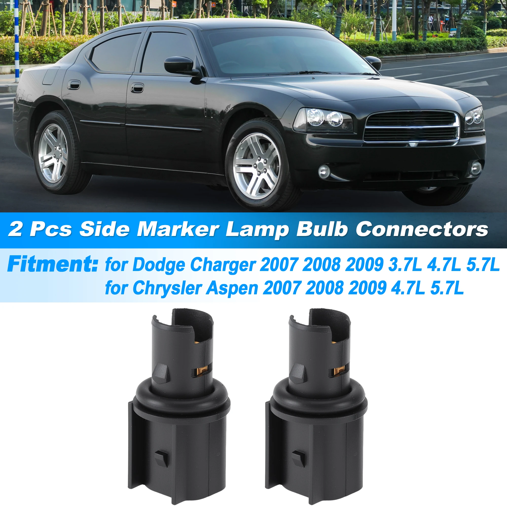 UXCELL 2pcs Side Marker Light Sockets for Dodge Charger 2007-2009 for Chrysler Aspen
