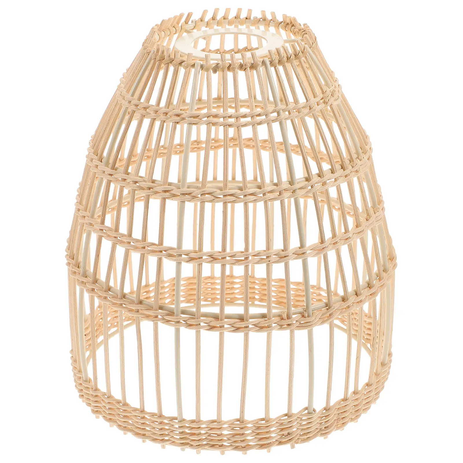 Rattan Woven Lamp Shade Natural Heat Resistant Fade Resistant Rustic Hanging Light Cover for Bedroom Living Room Home Decor