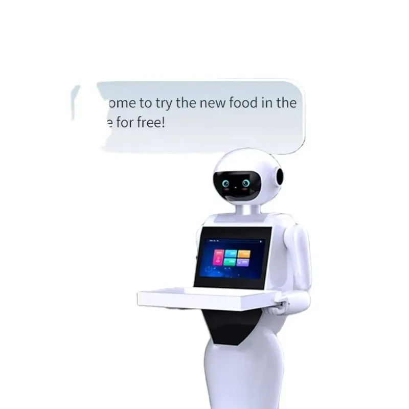 Robot Pelayan Restoran Cerdas, Robot Pengantar Makanan Navigasi Cerdas Otomatis, Robot Restoran