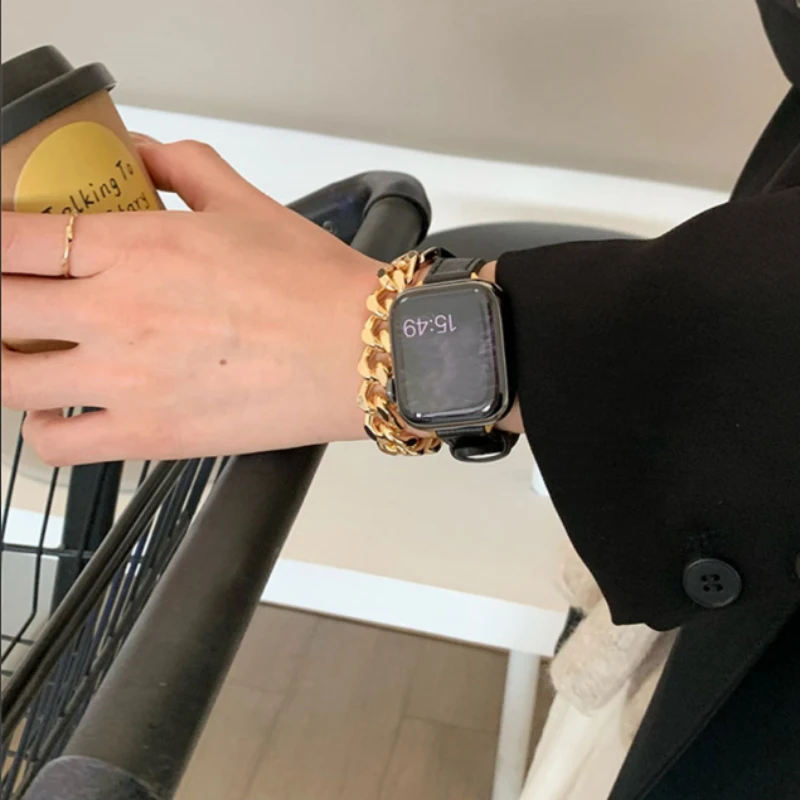 حزام من الجلد لساعة أبل 38 مللي متر 40 41 42 44 45 46 49 مللي متر سوار نسائي نحيف لسلسلة iWatch 10 9 8 7 se 6 5 4 3 Ultra 2