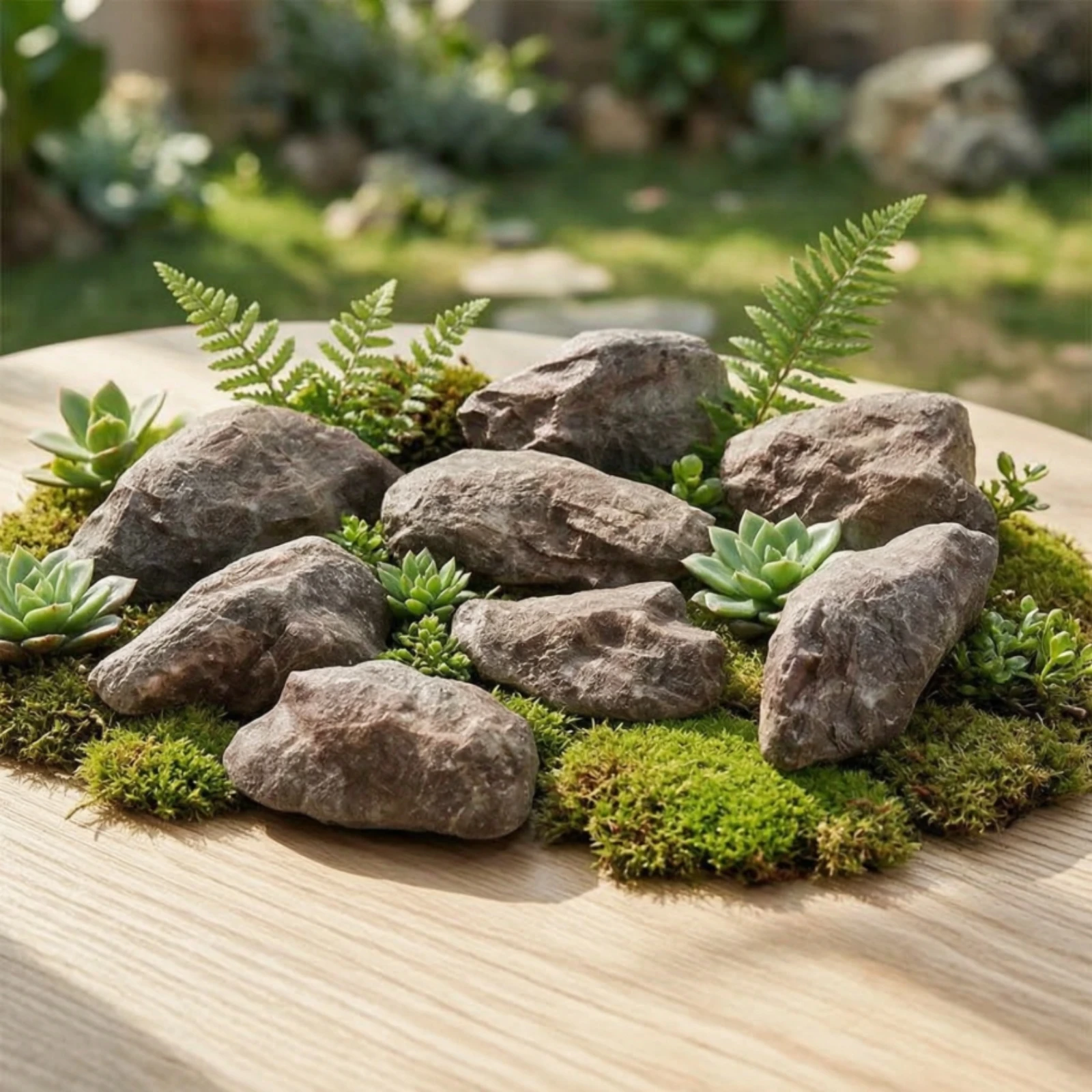 7 Pieces Imitation Rock Lifelike Rock Landscape Ornament Faux Stone Weathered Decor Natural for Indoor Landscaping