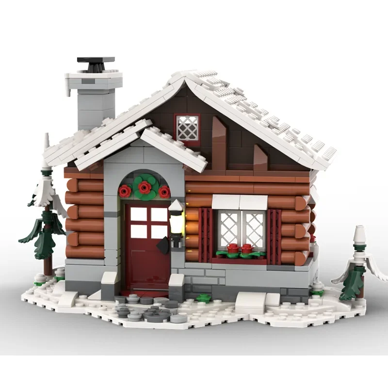 Nuovo modello di edificio MOC serie villaggio invernale cabina alpina chiesa modulare blocchi educativi per bambini regalo giocattolo