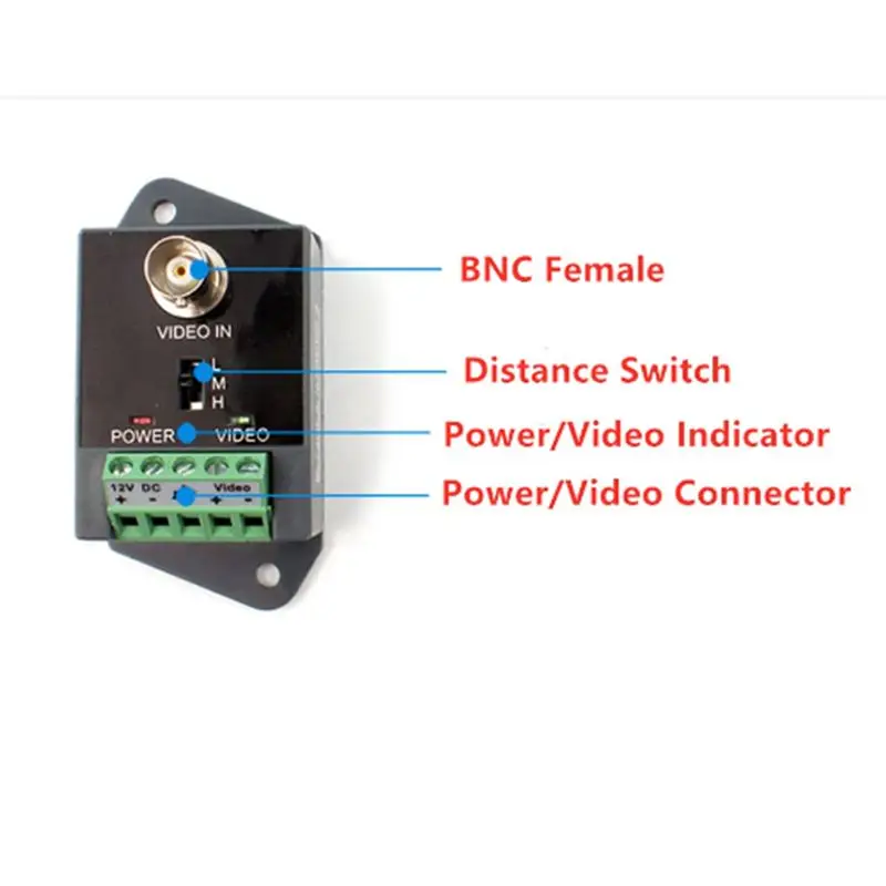ABZZ-2X Single-Channel Active Video Balun For CCTV HD-TVI CVI AHD Active HD Video Transceiver