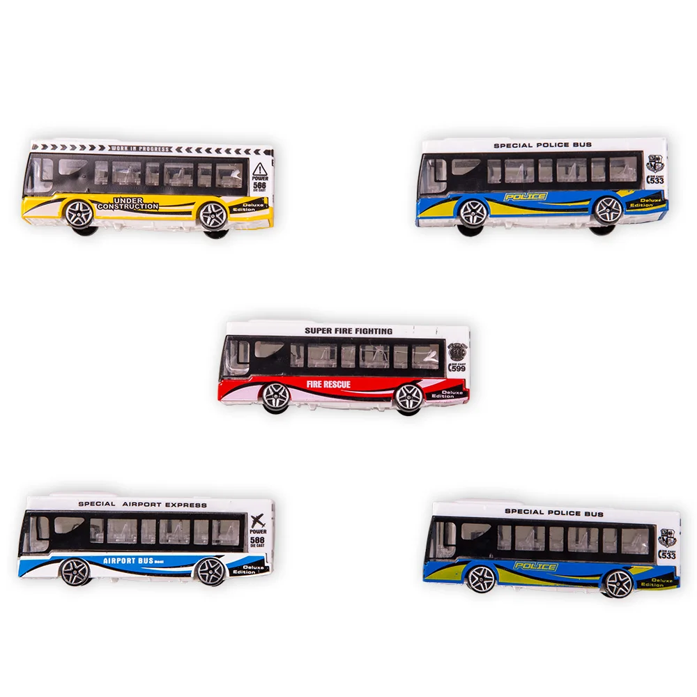 2Pcs Alloy Miniature Bus Model Non-Luminous Car Kids Toys Building Scene Layout Materials Diorama Kits