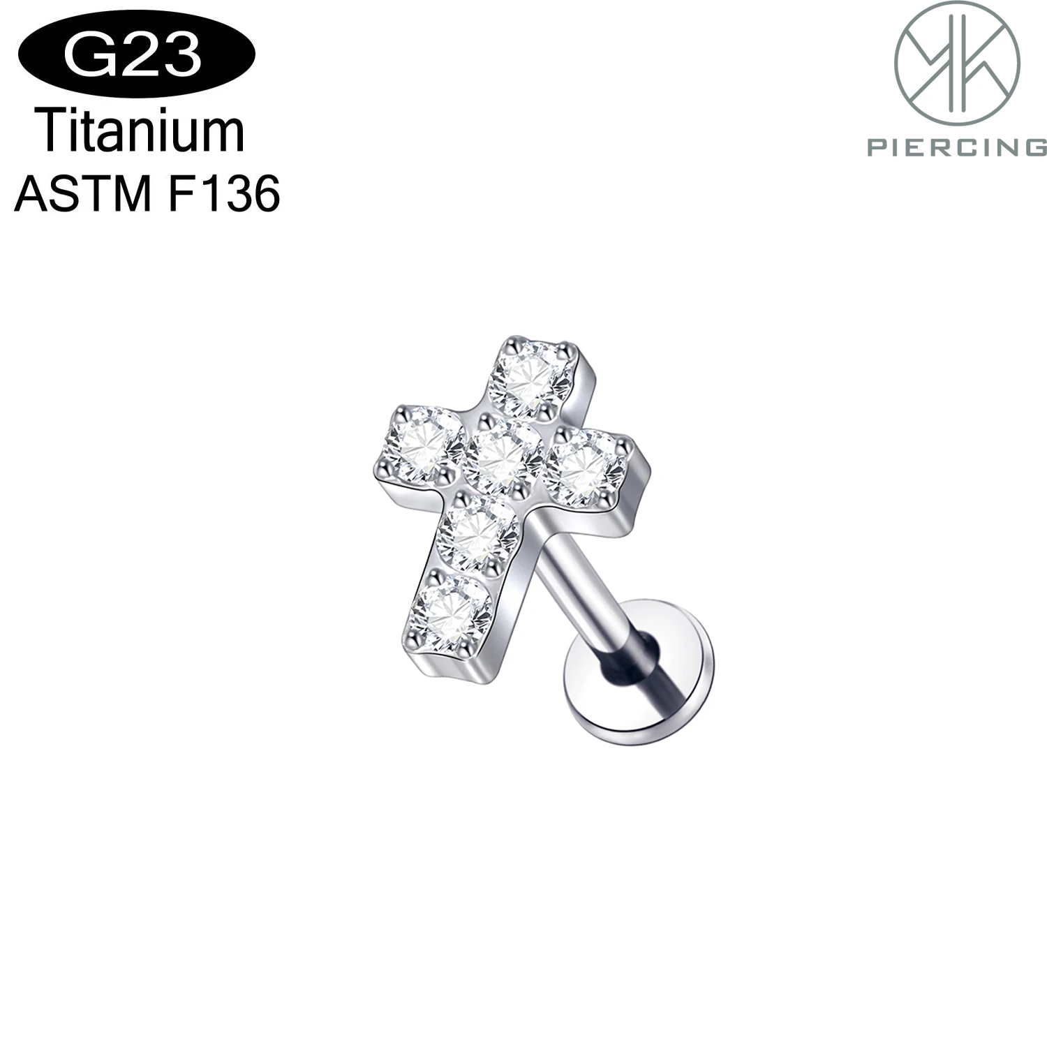 1 قطعة زرع الصف التيتانيوم Labret ثقب داخليا الخيوط شقة عودة قرط الاذن المرصع مع تشيكوسلوفاكيا معبد الصليب أعلى مجوهرات للجسم #2