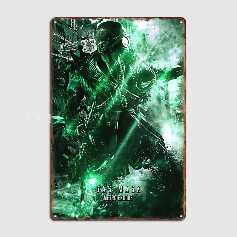Metro Exodus gas mask Poster Metal Sign Life Wall Custom Bedroom Indoor Home Wall Decor Posters Room Decoration