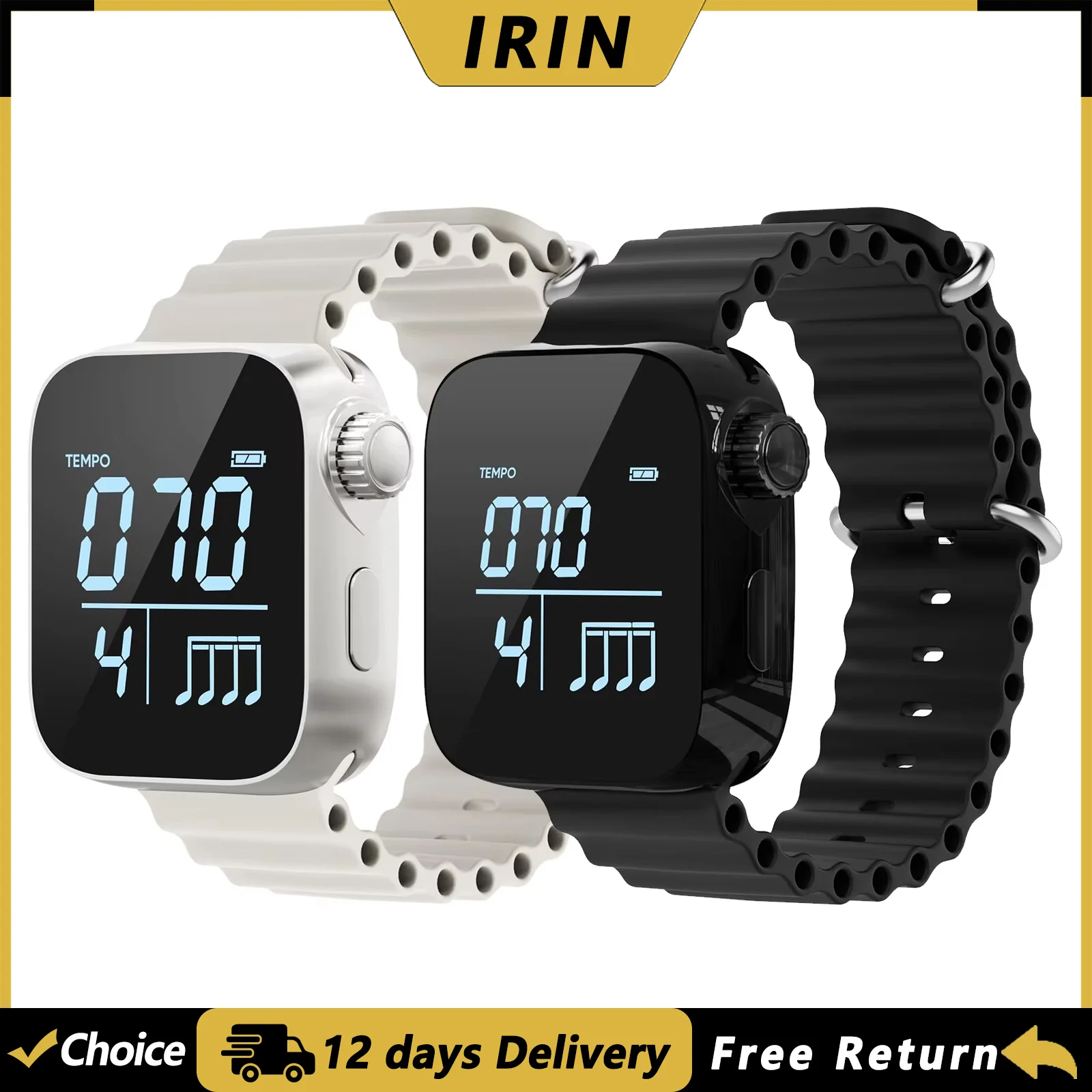 IRIN Wearable Vibrating Smart Metronome 40-240 Bpm Metronome Pulse Beat Counting Watch for Guitar Piano Drums Music Instrument