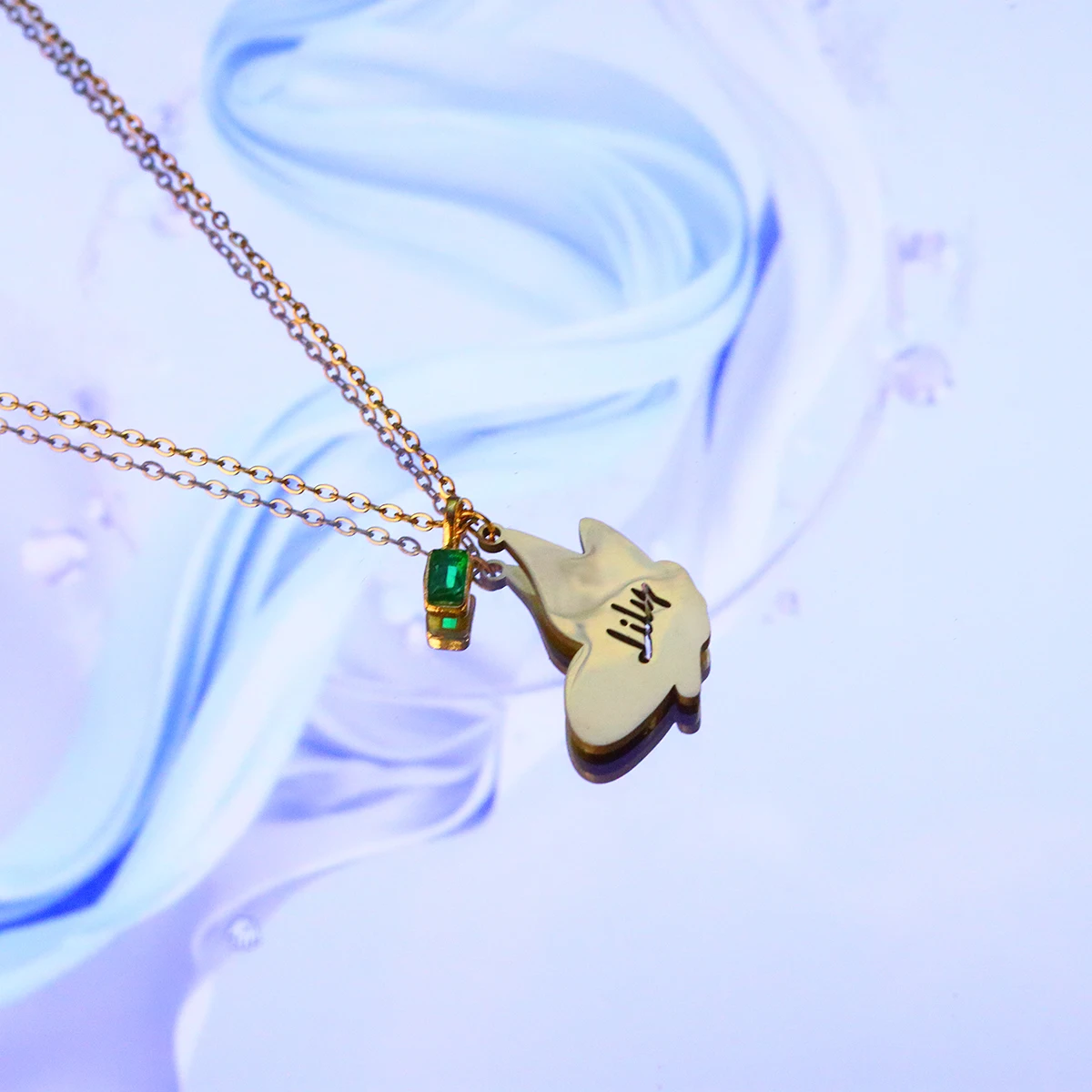 

Chandler Custom Name Butterfly Necklace with Zircon Stainless Steel Butterfly Necklace Gold Plated Pendant Necklace for Women