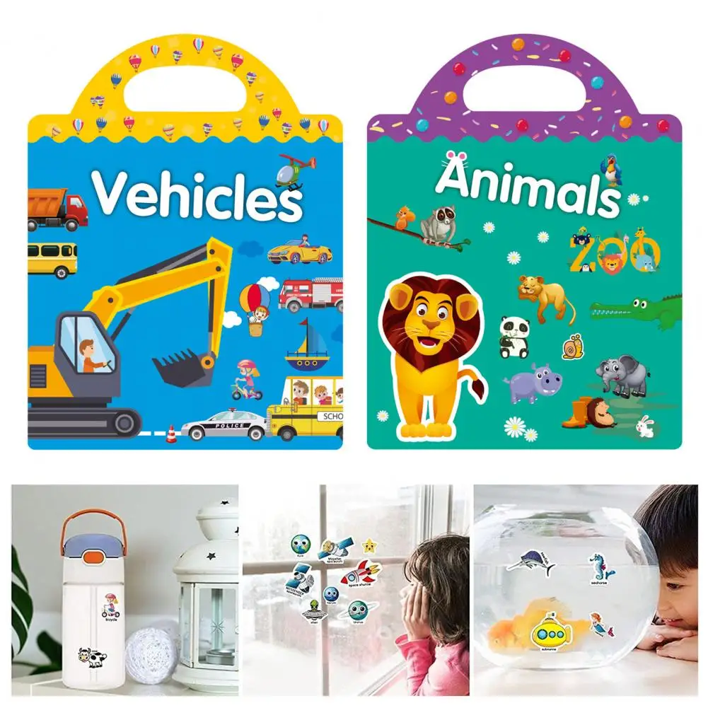 1 Set Cartoon Sticker Book Beautiful Multiple Scenarios Cartoon Children Sticker Book Reusable Kid Sticker Book