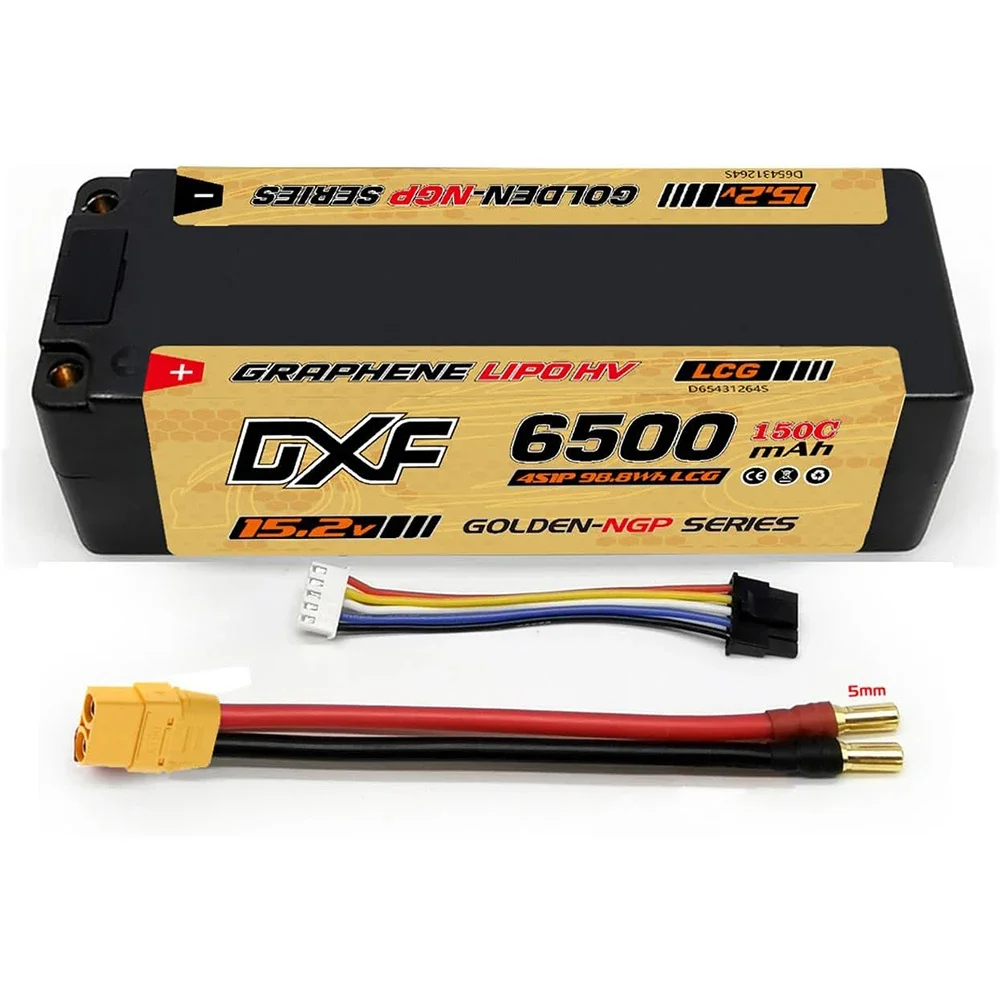 DXF 6500mAh 4S 15.2V 150C Grade A Lipo Battery LCG HV Battery Hardcase with XT90 EC5 Connector for RC Model Car Boat Truck