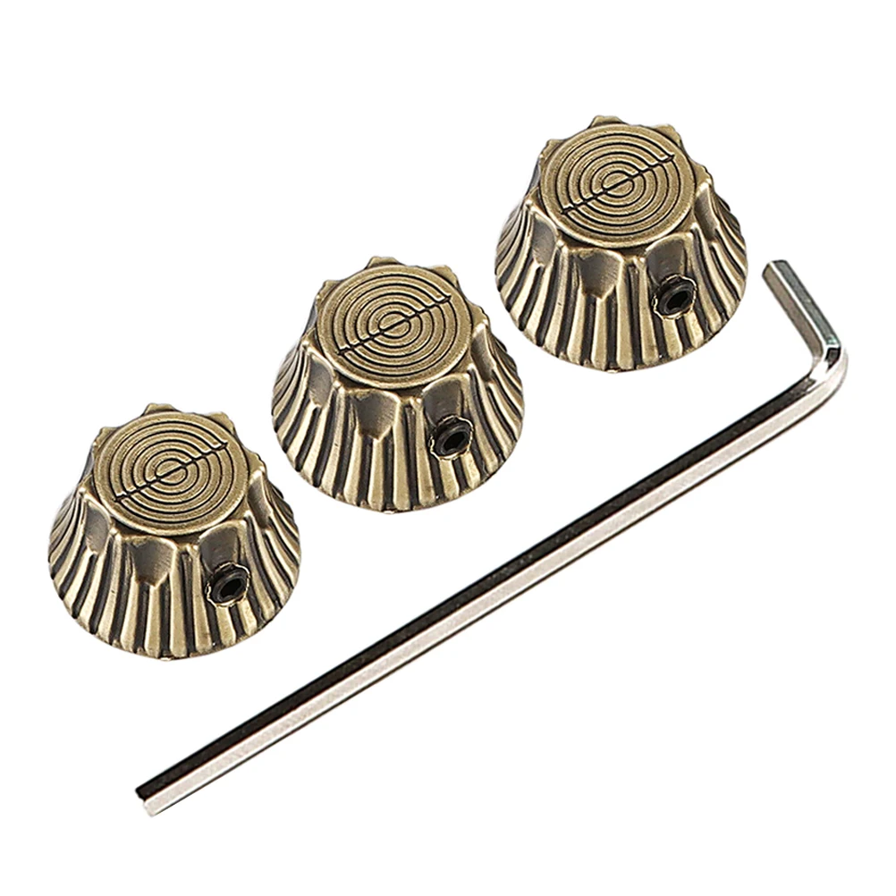 

4 Pcs Electric Guitar Knob Caps Bass Knobs Black Control Potentiometer Iron Alloy Parts Accessories