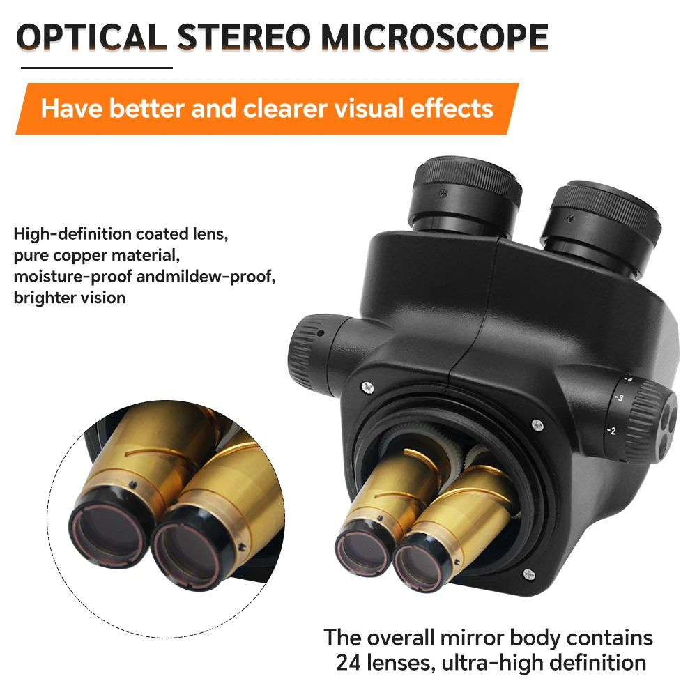 Imagem -05 - Cabeça Trinocular Microscópio Simul Focal Zoom Contínuo Microscópio Estéreo Wf10x 22 mm Ocular para Telefone Pcb Cpu Solda 7x50x