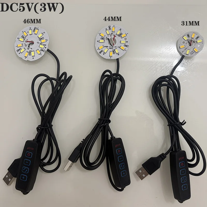 

Вход DC5V USB 1,5 м, кабель контроллера диммера со светодиодом, 3 Вт, двухцветная световая плата, источник лампы, теплый белый цвет