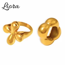 Liora High Quality Stainless Steel Flower Rings For Women PVD Gold Plated Polished Smooth No Tarnish Index Finger Rings Jewelry