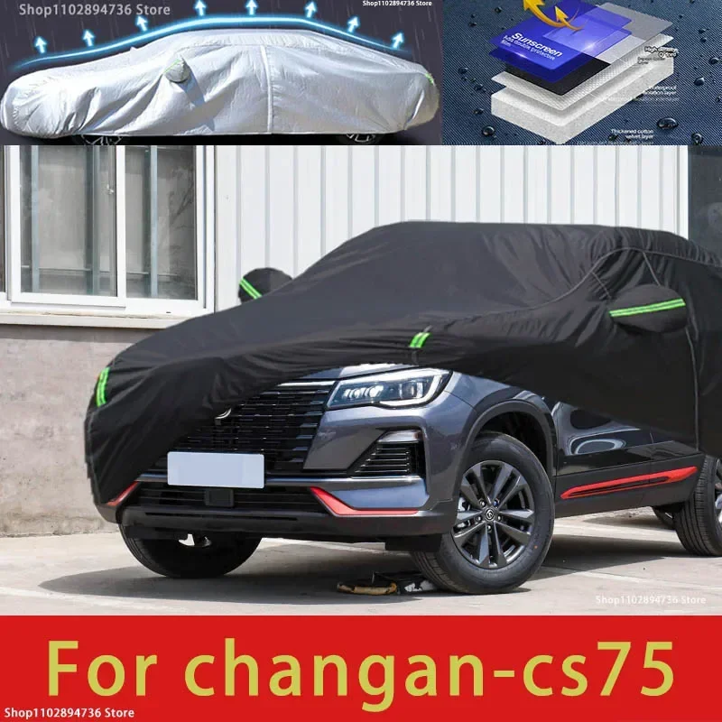 For changan cs75 fit Outdoor Protection Full Car Covers Snow Cover Sunshade Waterproof Dustproof Exterior black car cover