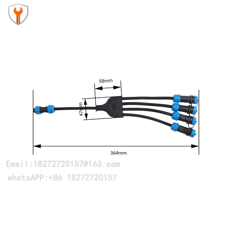 For Industrial RS485 Modbus Separator Hub IP68 1 to 4 Sensor Extension Cable Compatible with SenseCAP