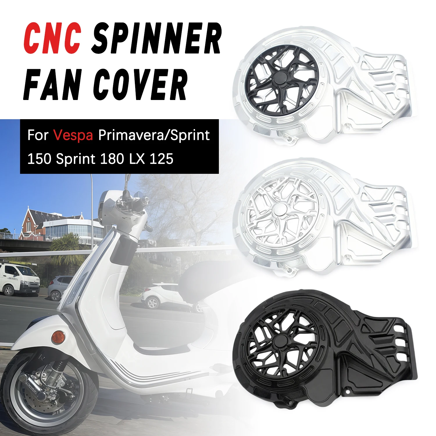 Scooter Rotatable Engine Side Fan Cover For Vespa Primavera Sprint 150 180 LX125 Decorative Rotating Fan Cap Guard Accessories