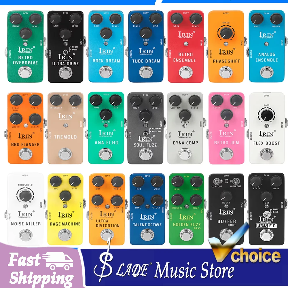 IRIN Electric Guitarra Effects Pedal Compression Fuzz Overdrive Distortion Boost Bass True Bypass Pedals Electric Guitar Parts