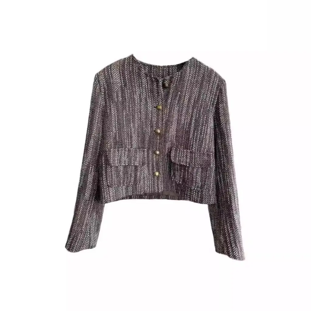 Elegant Short Cardigan Women's Slimming Classic Fragrant Style Socialite Fan Coat for Autumn And Winter New F091909