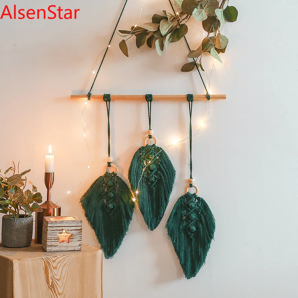 

Nordic Style Dreamcatcher Hand Made Leaf Dream Catchers Cotton Macrame Wall Hanging Handmade Tassels Dreamcatcher Home Decor