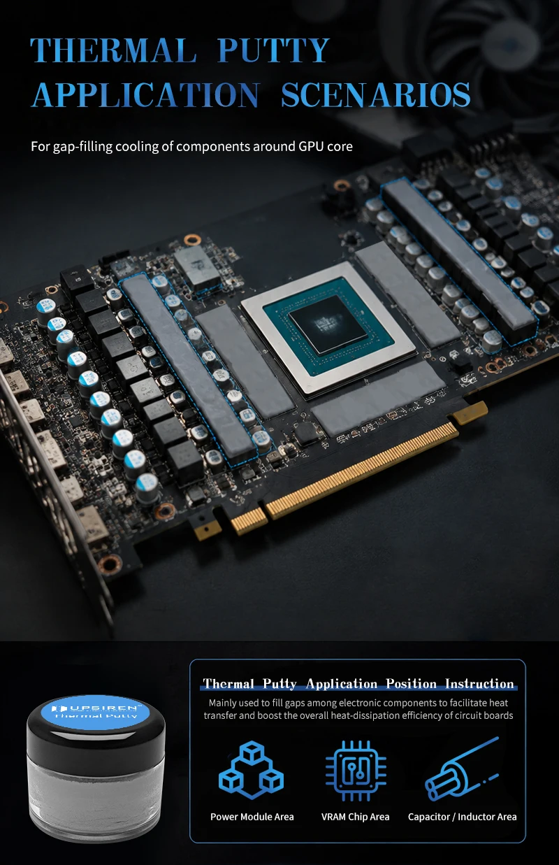 UPSIREN UTP-6 UTP-8 UTP-X Für VGA GPU IC Prozessor Thermal Pad Ersatz Wärme Blockieren Kitt Thermische Kitt Schnelle Kühlung – Detail 29