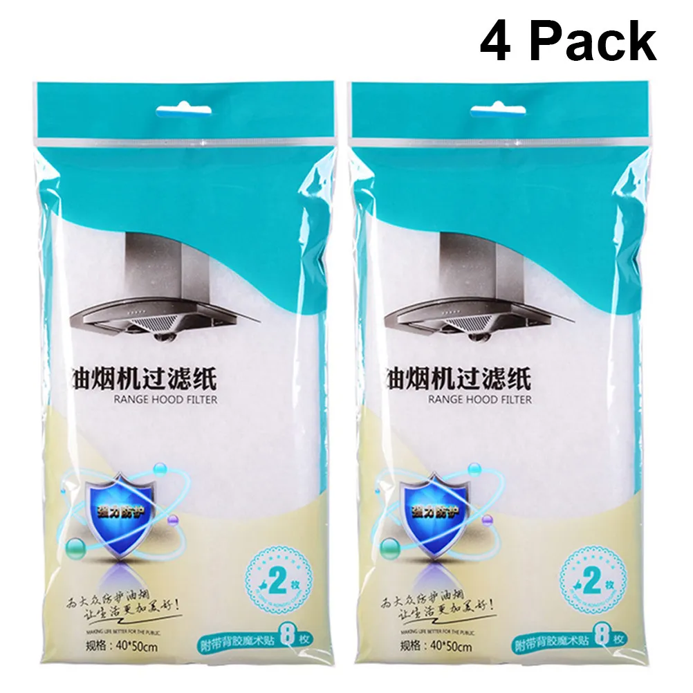 4Pcs Kitchen Absorbing Paper Nonwoven Anti Oil Filters Grease Range Hood Cooker Hood Smokeproof Stickers Adhesive White