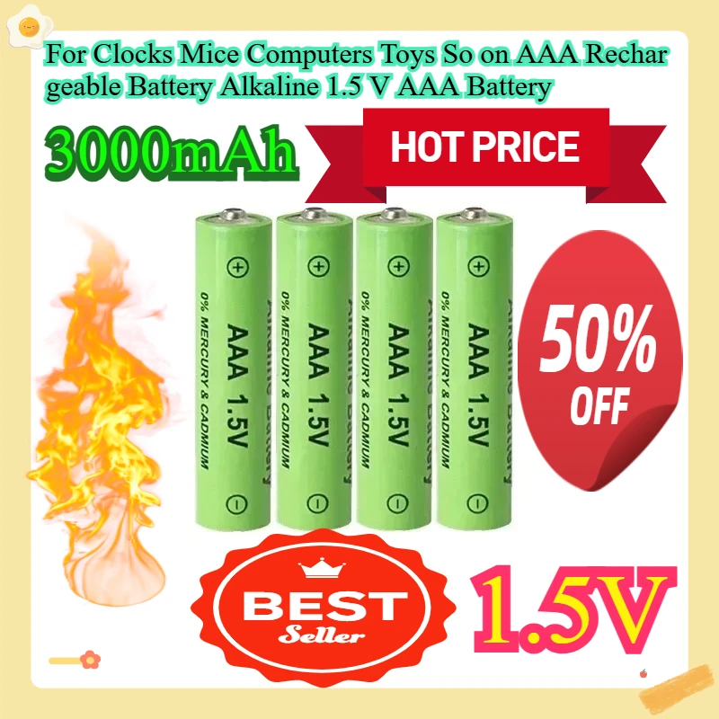 For Clocks Mice Computers Toys So on AAA Rechargeable Battery Alkaline 1.5 V AAA Battery 1.5V 600/1200mAh