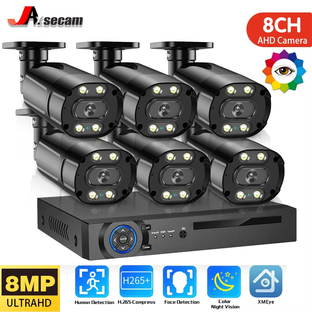 

8MP HD 8CH AHD DVR Face Detection Color Night Motion Detection Outdoor Security Camera System SetCCTV Video Surveillance Kit