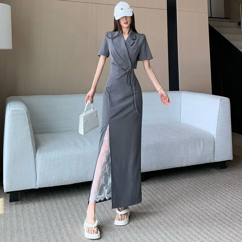 

Lace Women's Two Skirt Piece Set Designer Y2k Vintage New in High Quality Luxury Washed 2025 Fashion Cheap Female Outfits Suits