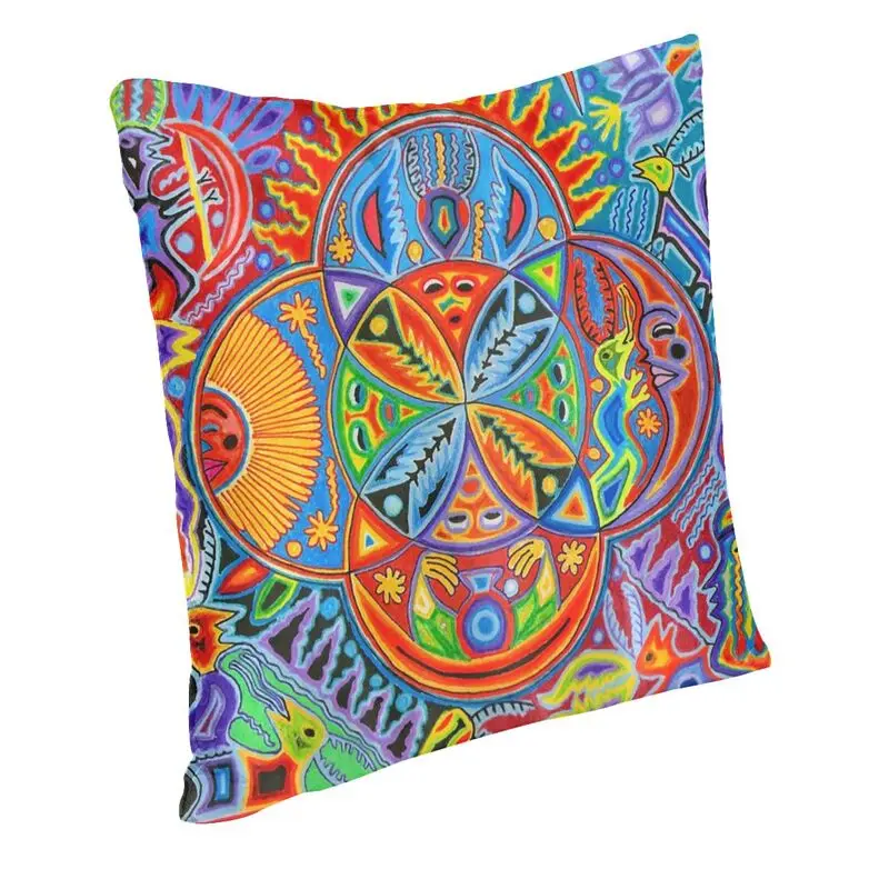 Luxury Huichol Day And Night Mexican Art Cushion Covers 40x40 Velvet Pillow Case for Sofa Square Pillowcase Decoration