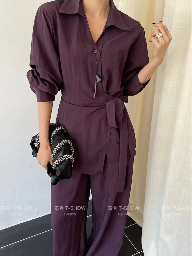 

Галстук-воротник VTKW нестандартного дизайна, чистый цвет. Женский пиджак нового стиля весны 2024. Комплект свободных и качественных брюк.