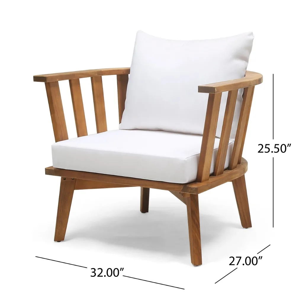 Silla de playa con cojines, sillón de madera de Acacia para exteriores, color blanco y teca