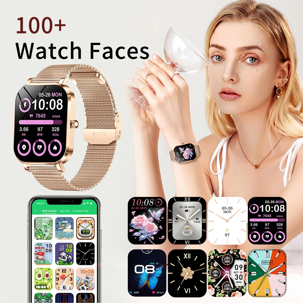 2025 New Xiaomi Fashion Women Smartwatch AMOLED HD Screen Heart Rate Blood Oxygen Monitoring BT Call Sports Smartwatch Woman