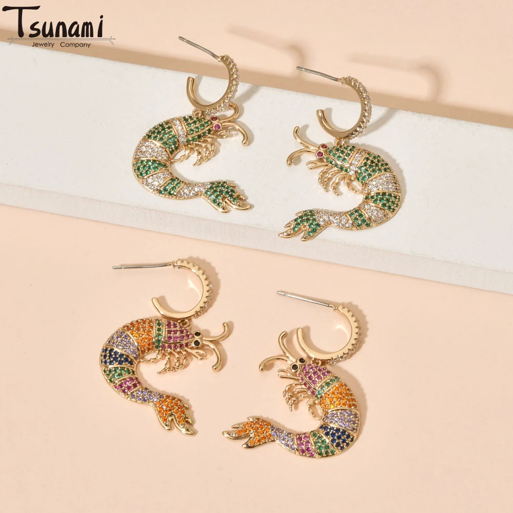

New Ins Classic Fashion Trend Shrimp Zircon Earrings For Women Daily Versatility Street Harajuku Style Wedding Jewelry Gifts