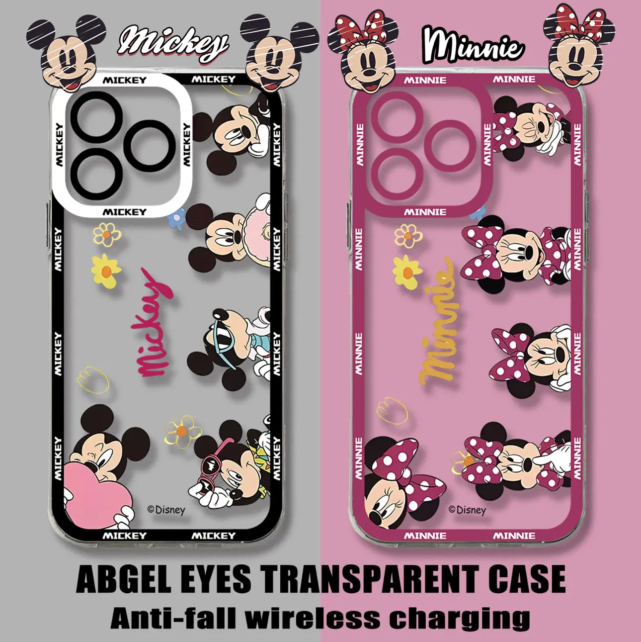 Cartoon Mickey Minnie Mouse Hot Cute Phone Case For Redmi Note 12 11 10 9 Pro 7 8 9C 10C 12C 13C 4G 5G Soft Silicone Transparent